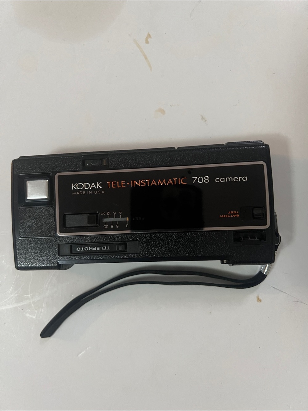 Kodak Tele-Instamatic 708 Black Camera with Black Strap